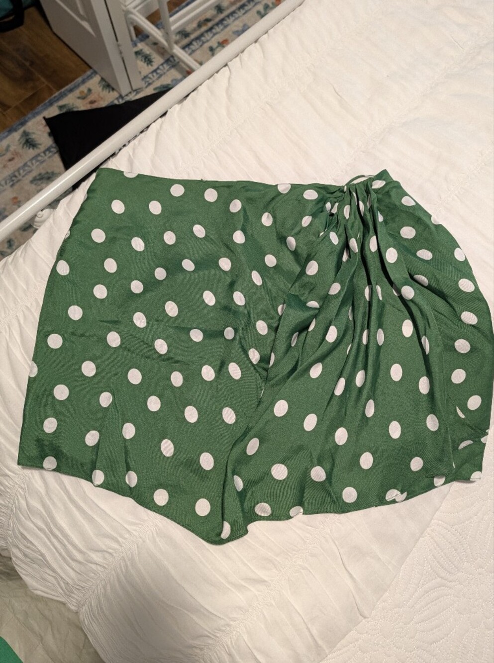 Carolina Herrera Emerald Green Polka Dot Mini Skirt